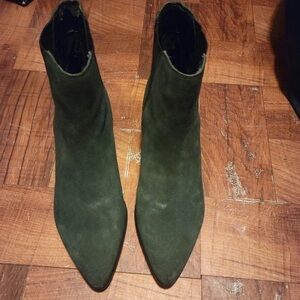 Urban Outfitters Dark Olive Suede Pointed Toe Ankle Boots